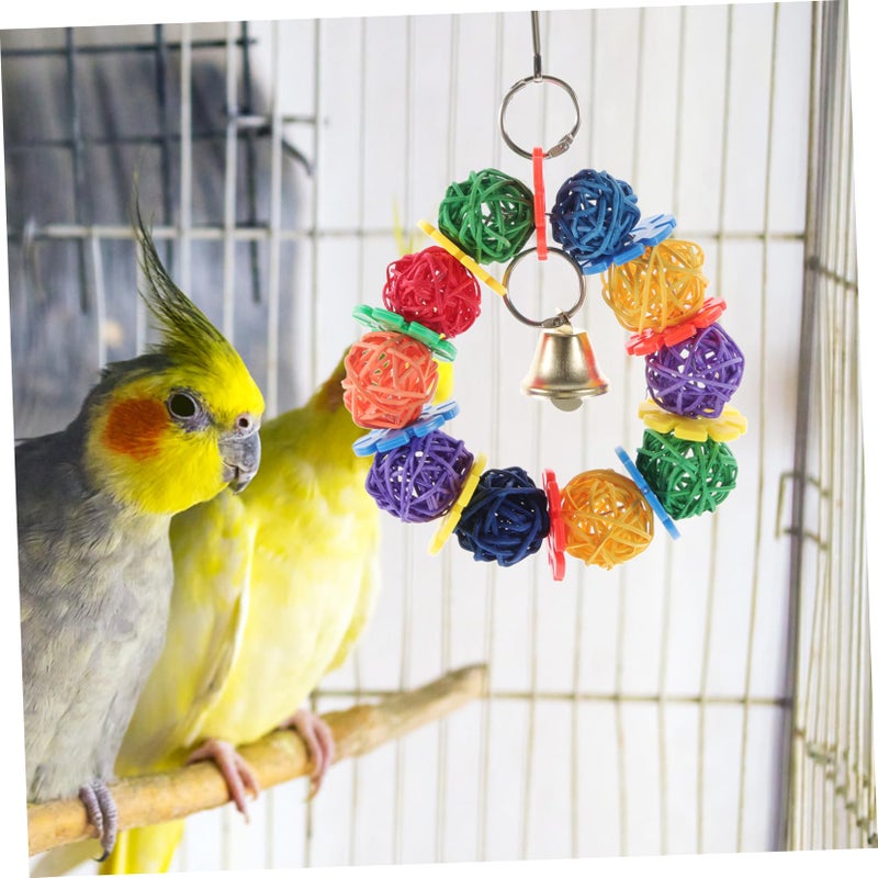 Rattan Ball Bird Chewing Toy Hanging Swing For Parrots Durable Cage Relief Playtime - Image 4