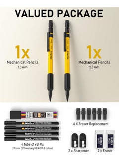 مجموعة أقلام رصاص ميكانيكية مكونة من قطعتين مقاس 1.3 و2.0 مم مع 48 قطعة غيار رصاص (2B Hb ملون)، وممحاة، ومبراة - برميل معدني مقاوم للعوامل الجوية، وقلم رصاص نجار شديد التحمل للرسم والتخطيط في الهواء الطلق - pzsku/Z078A2D6EFA08D708EA02Z/45/_/1731922471/0a8bc3ee-30b1-4976-b5b5-b1ee82e0764a