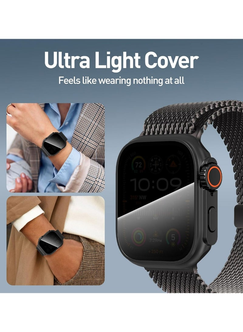 X-level Apple Watch 42mm Tempered Glass Screen Protector Case, [Anti-Peeping] All-Round Durable Hard PC Protective Cover for iWatch Series 11/10 (Black-42mm) - Image 4