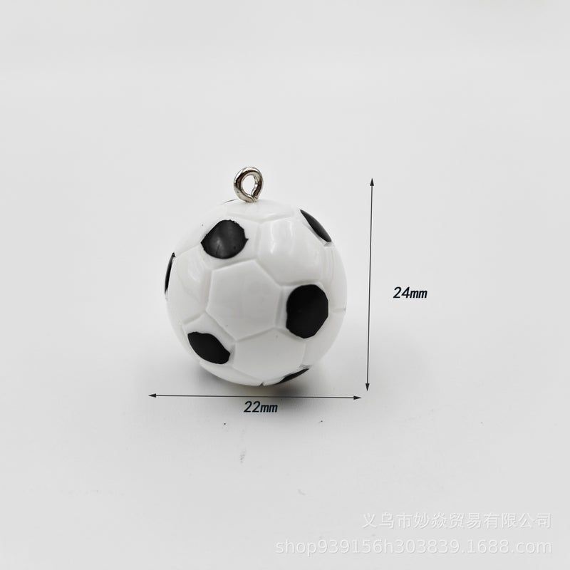 Cross-border Hot Simulation Football Pendant Resin Accessories DIY Handmade Keychain Backpack Earrings Necklace Pendant black and white football