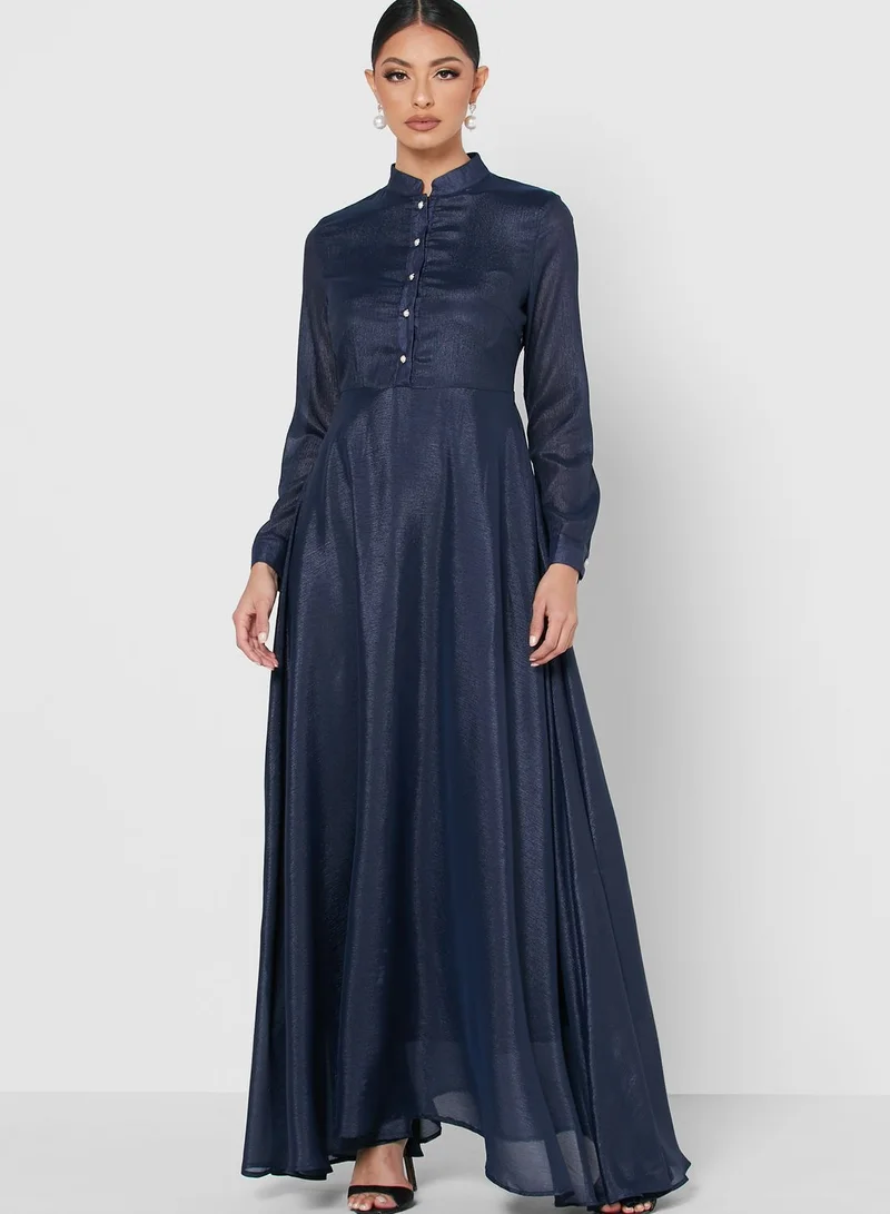 Khizana Chinese Collar Button Up Dress