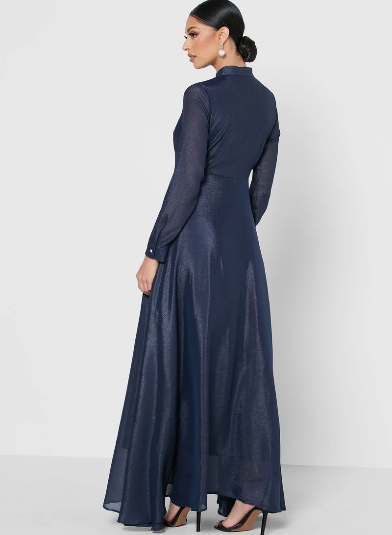 Khizana Chinese Collar Button Up Dress