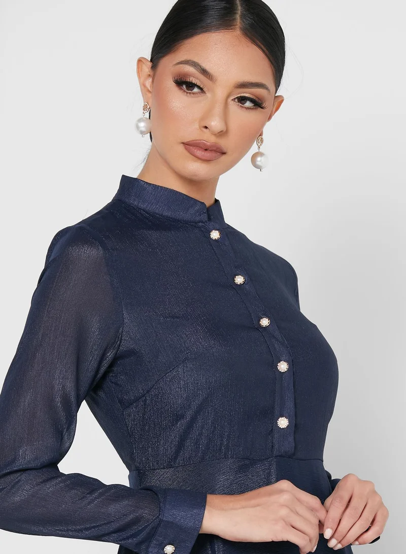 Khizana Chinese Collar Button Up Dress