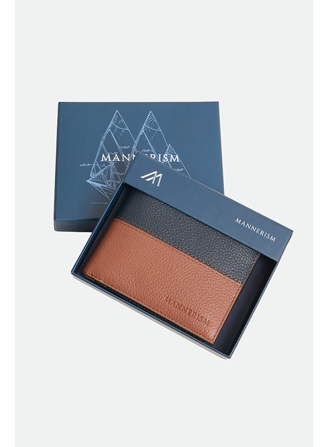مانرزم The Passage ID Leather Pass Case Wallet – Navy & Tan - Image 1