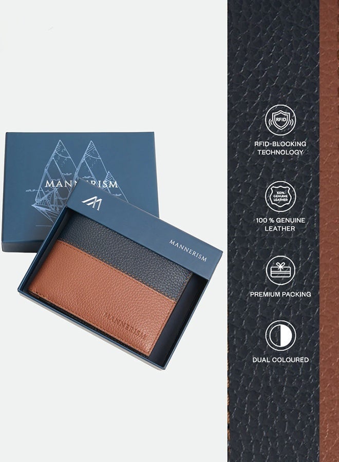 مانرزم The Passage ID Leather Pass Case Wallet – Navy & Tan - Image 3