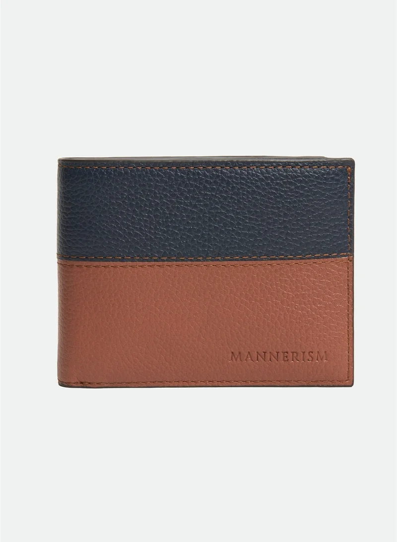 مانرزم The Passage ID Leather Pass Case Wallet – Navy & Tan