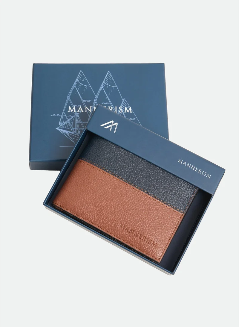 مانرزم The Passage ID Leather Pass Case Wallet – Navy & Tan