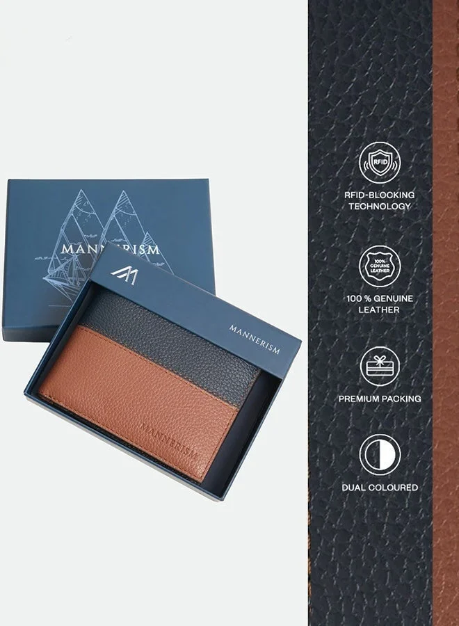 MANNERISM  The Passage ID Leather Pass Case Wallet – Navy & Tan for Men | Best Price UAE