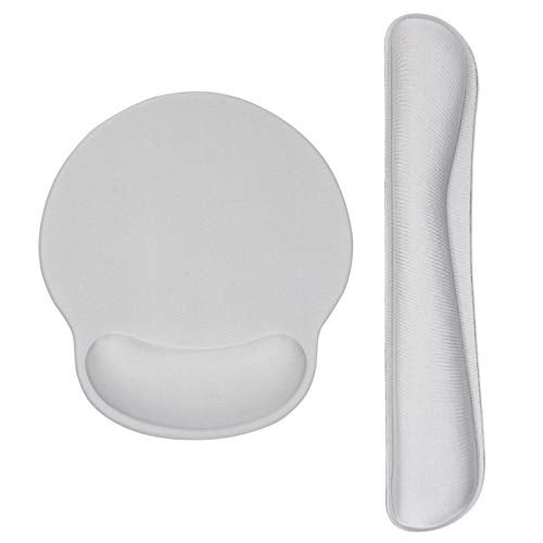 AORTDES Ergonomic Keyboard Mouse Pad Wrist Rest Support Set for Laptop/Computer/Desktop,Memory Foam Hand Rest Wrist Cushion for Gaming/Office,Lightweight Comfortable & Pain Relief (Greyish White) - Image 1