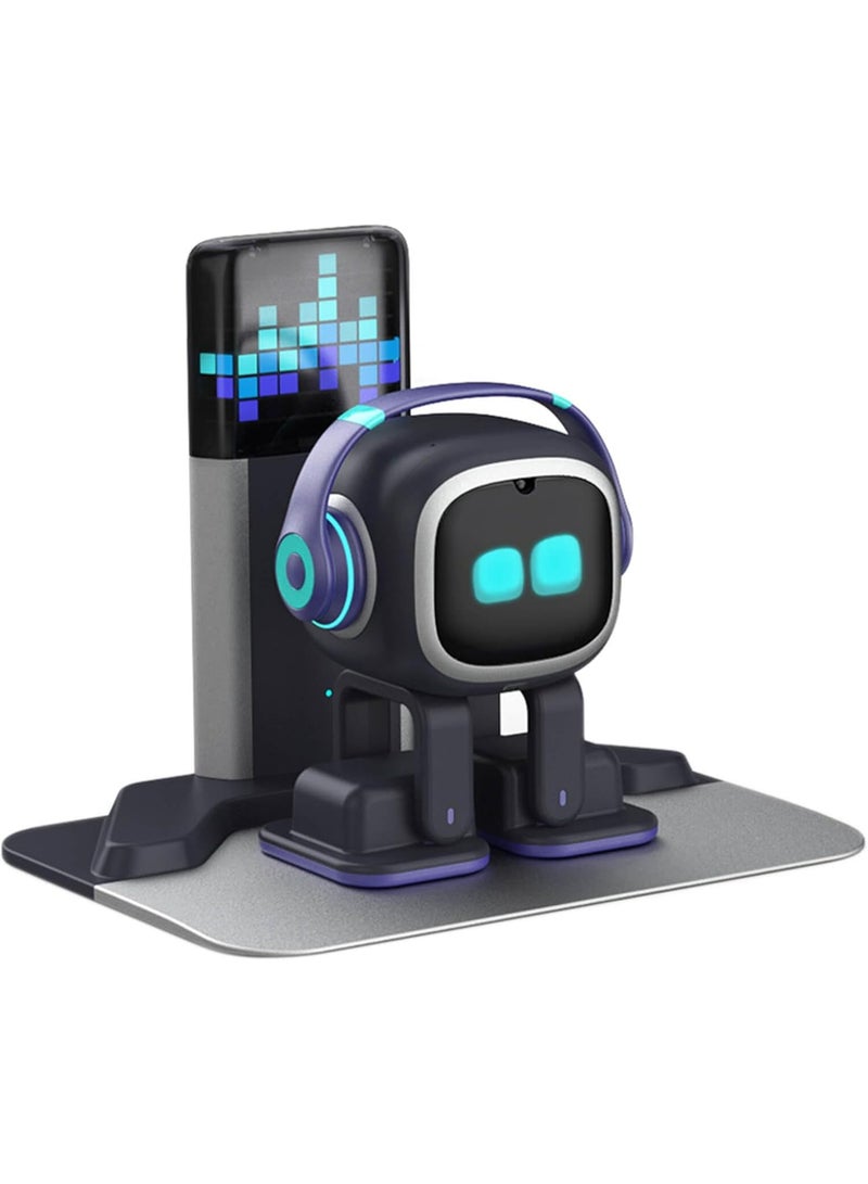 LIVING.AI EMO Interactive AI Desk Robot Pet Companion with Personality- ChatGPT Enabled with Voice Commands & Dance Feature, comes with Charging Home Station - Image 1