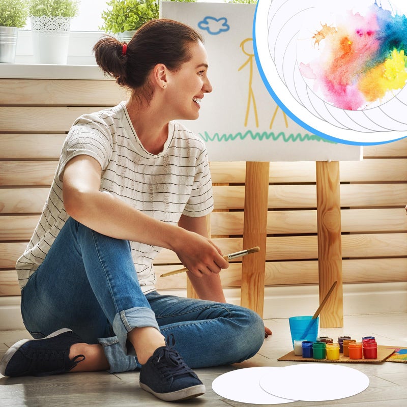 TaoBary 60 Pack Watercolor Paper Round 250 GSM Cold Pressed Watercolor Paper 4 Inch Diameter Ideal for Most Wet and Dry Media, Ideal for Beginners, Artists and Specialists - Image 5