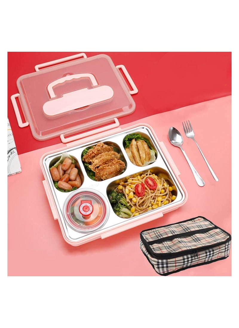 GGEROU - Lunch Box with Tableware 2-Layer Bento Lunch Box with Nylon Insulation Bag - Image 1