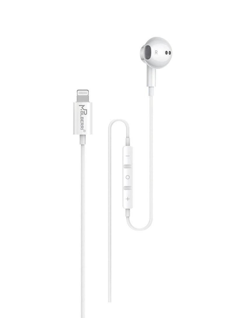 MPBLBERRI Lightning Stereo Earphones with Microphone – Super Bass Wired In-Ear Headphones with Volume Control for iPhone 14/13/12/11/X/iPad, Hands-Free Call Earbuds