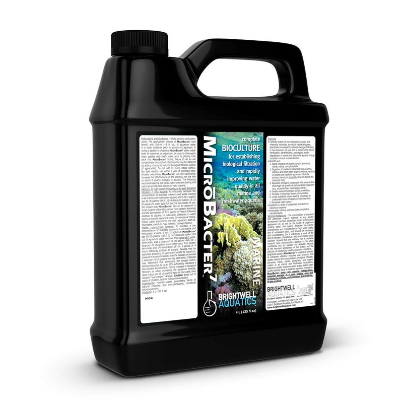 Brightwell Aquatics MicroBacter7 Complete Bioculture for Fish Tank or Aquarium - Populates Biological Filter Media for Saltwater and Freshwater Fish - Aquarium Water Treatments, 135.25 fl oz - Image 1