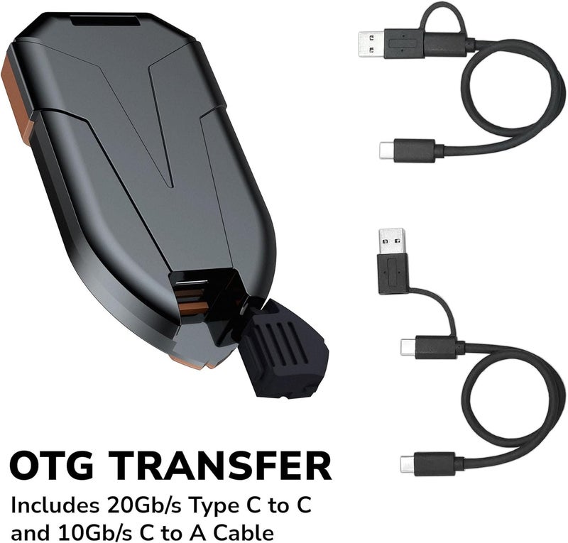 DATO 1TB External SSD, ARES Amber Shield Portable SSD, Up to 1600/1500 MB/s, OTG-Supported, IP67 Waterproof USB 3.2 Gen 2x2 Type C Rugged External Solid State Drive - Image 5