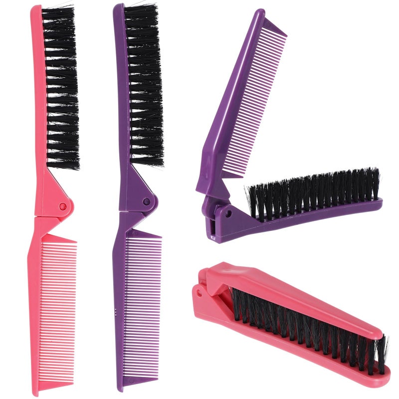 Folding Compact Detangling Hair Comb Set Of 2 For Travel Purse Women Portable - Image 2