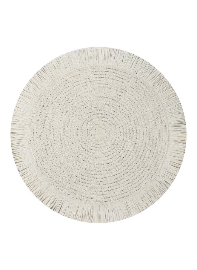 NIBEMINENT 2pcs38cm Round Paper Braided Placemat Paper Tassel Home Restaurant Insulation Mat Coaster Decorative Mat  - Image 1