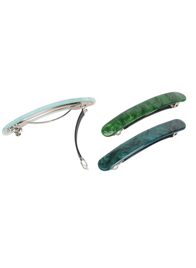 Folansy 3Pcs Hair Barrette For Women French Hair Barrette Tortoise Shell Automatic Hair Clips For Thick Medium Volume Hairgirls Women Hair Pin Retro Hair Clasp (Light Bluestar Greenemerald) - Image 3