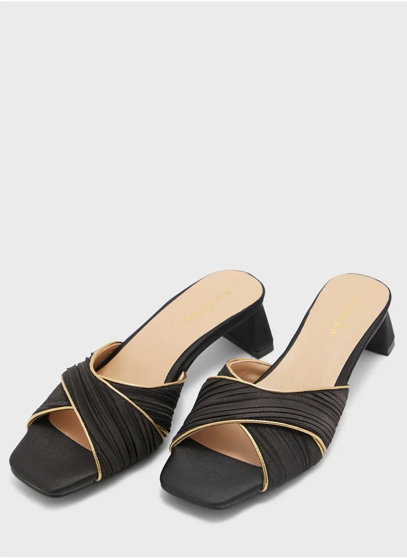 Khizana Metallic Trim Satin Sandal