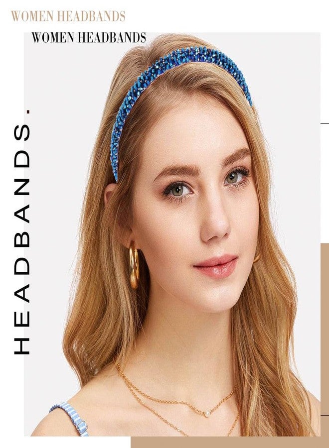 Firuilo Beaded Headbands Navy Blue Thin Hairbands Holiday Party Hair Accessories for Women (Type A) - Image 5