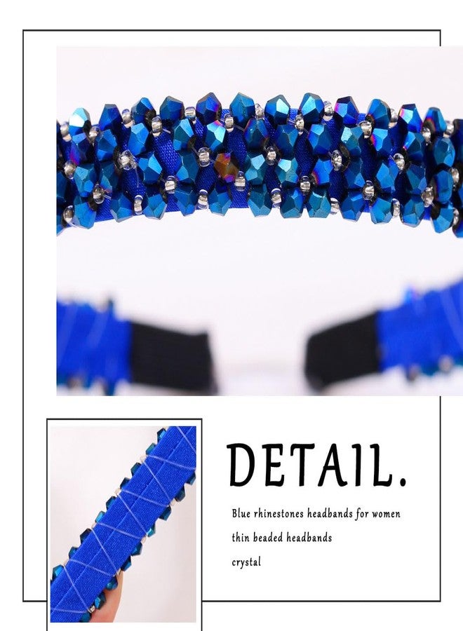 Firuilo Beaded Headbands Navy Blue Thin Hairbands Holiday Party Hair Accessories for Women (Type A) - Image 3