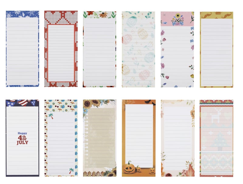 Creative Hobbies 12-Pack Monthly Magnetic Notepads - Vibrant Seasonal Designs for January to December - Image 1