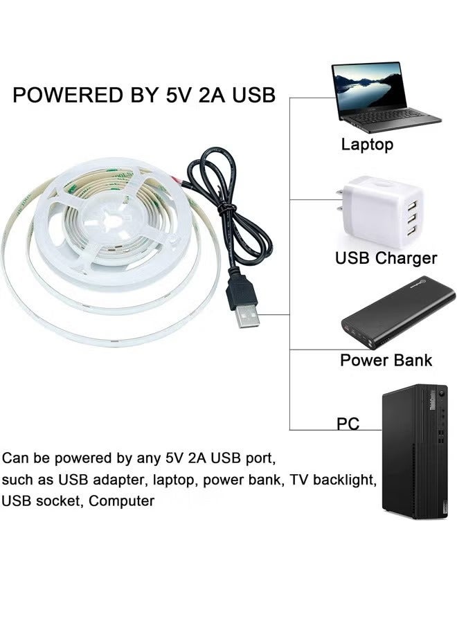 إتش كيو جيمنغ شريط إضاءة LED أزرق 5 فولت USB يعمل بمنفذ USB بطول 1 متر و60 مصباح LED مرن بمفتاح ذكي وشريط قابل للتعديل للسطوع وشريط إضاءة عالي السطوع غير مقاوم للماء - Image 2