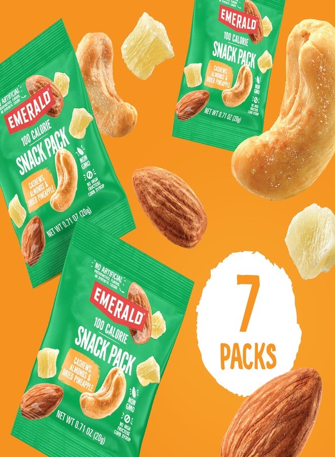 Emerald Nuts Cashews and Almonds with Dried Pineapple 7 Ct (1-Pack), 100-Calorie Individual Packs of Mixed Nut Blend and Dried Fruit - Image 3