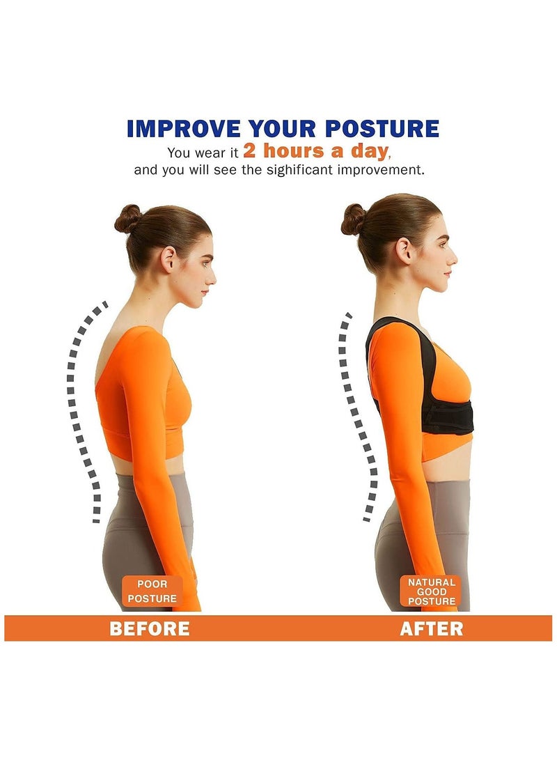 SYOSI Posture Corrector for Women and Men, Adjustable Upper Back Brace, Breathable Back Support straightener, Providing Pain Relief from Lumbar, Neck, Shoulder, and Clavicle, Back (L/XL（38""-44""))  - Image 2