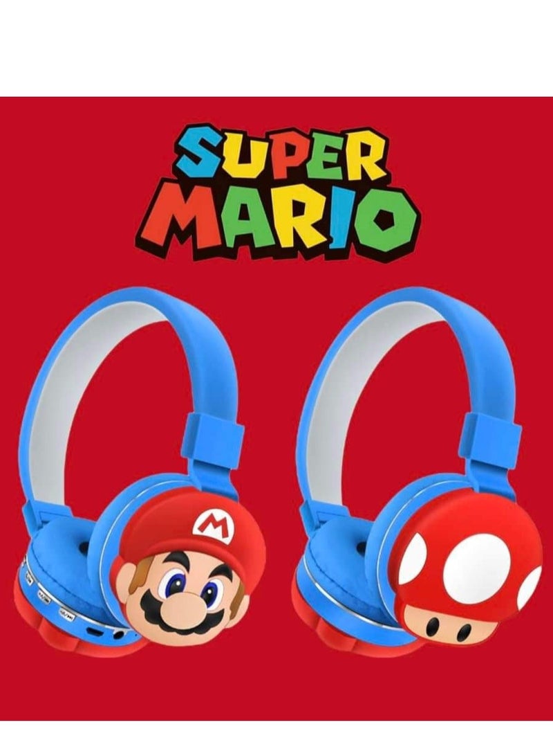 Blue Mario pattern Bluetooth wireless headphones for children, folding headphones for children's noise reduction, suitable for children's stereo headphones for TF cards, mobile phones, tablets - Image 5