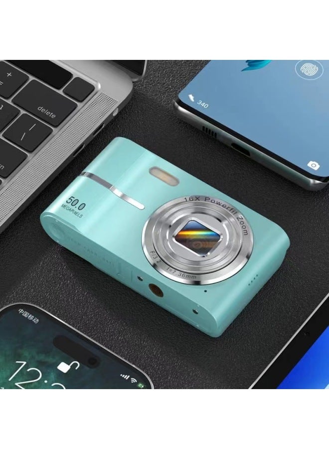 E-commerce English Version 50 Million Pixel HD Ordinary Digital Camera M355 Home Self-timer Card Machine-Body Color:Standard Green English Version