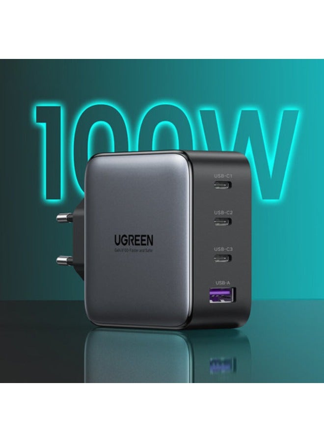 يو جرين شاحن سريع Ugreen GaN 3x USB من النوع C / USB Power Delivery 3.0 QuickCharge 4+ FCP SCP AFC 100W EU أسود (CD226 40747) - Image 2