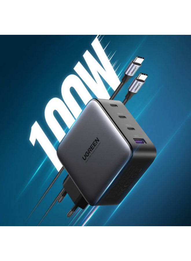 يو جرين شاحن سريع Ugreen GaN 3x USB من النوع C / USB Power Delivery 3.0 QuickCharge 4+ FCP SCP AFC 100W EU أسود (CD226 40747) - Image 4
