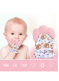 KASTWAVE 2 Pack Teething Mittens, Mitten Teether Toy, Infant Mitt Set, Food Grade Safe (BPA Free), Washable & Durable Mitt Prevent Scratches Protection Gloves(Pink)  - Image 2
