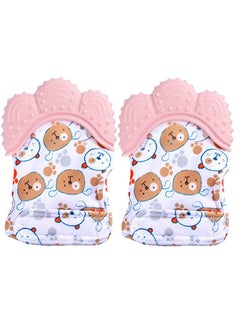 KASTWAVE 2 Pack Teething Mittens, Mitten Teether Toy, Infant Mitt Set, Food Grade Safe (BPA Free), Washable & Durable Mitt Prevent Scratches Protection Gloves(Pink)  - Image 1