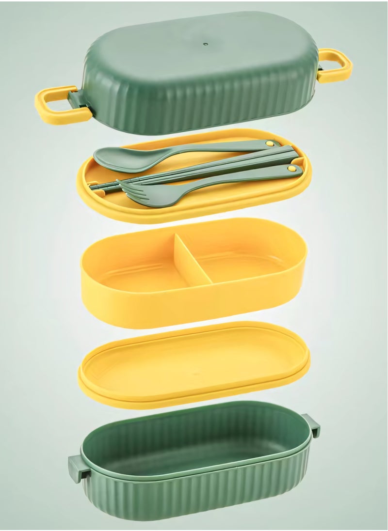 flâneur - Stackable Lunch Box Set with Compartments, 880ml - Food Container Leak-Proof, Durable Lunchbox, and Eco-Friendly, Ideal for School Meals, Office, and Travel, with Practical Compartments - Image 1