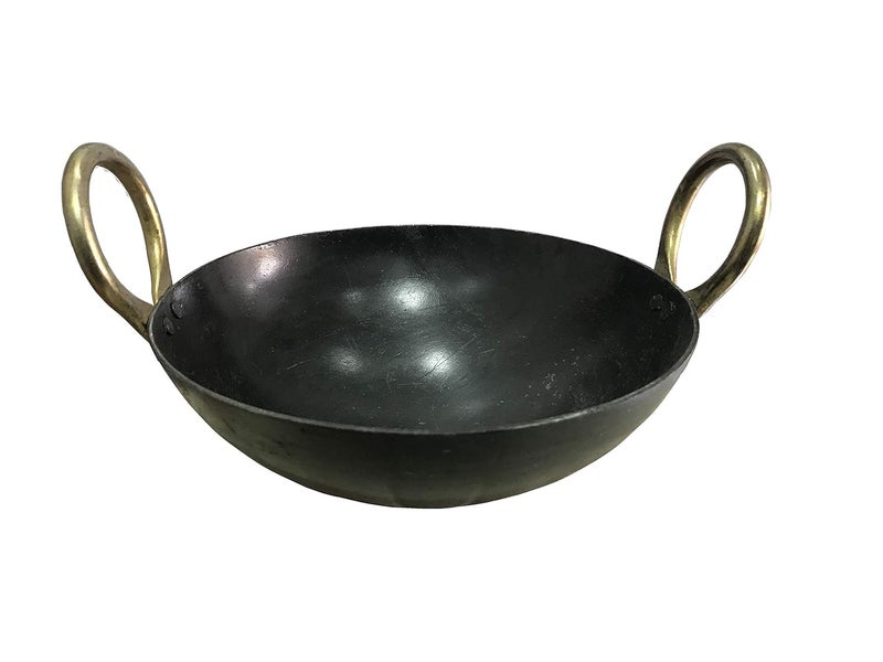 HIKEN HIKEN Indian Household Iron Kadai with Handle 10 inches Black - Image 1