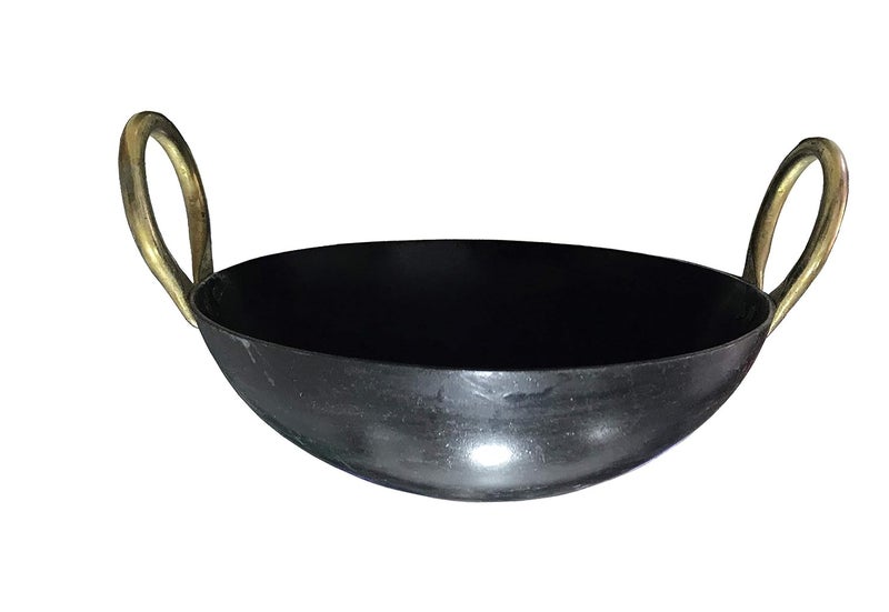 HIKEN HIKEN Indian Household Iron Kadai with Handle 10 inches Black - Image 2