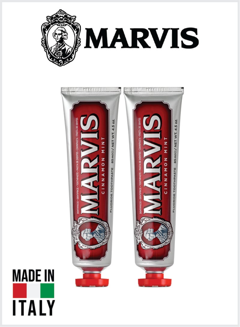 Marvis Cinnamon Mint Toothpaste Fluoride Toothpaste, Long-Lasting Fresh 85ML Pack Of 2