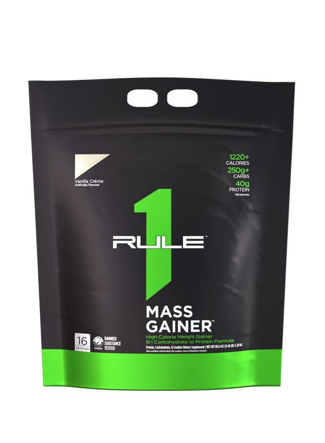 Rule 1 Proteins راول 1 1 رطل مكسب الكتلة عالي السعرات كريمة الفانيليا | 40 جرام بروتين 16 حصة 11.46 رطل (5.20 كجم) - Image 1