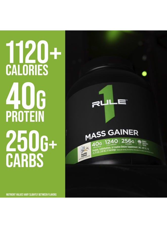 Rule 1 Proteins راول 1 1 رطل مكسب الكتلة عالي السعرات كريمة الفانيليا | 40 جرام بروتين 16 حصة 11.46 رطل (5.20 كجم) - Image 3