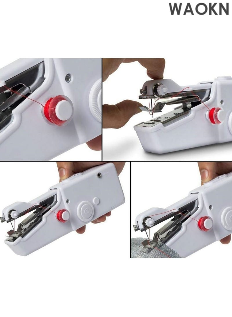 دبليو أيه أو كي أن ماكينة خياطة يدوية، ماكينة خياطة صغيرة محمولة للمبتدئين في أعمال الخياطة المنزلية والأقمشة والملابس والسفر، ماكينة إصلاح كهربائية لاسلكية للإصلاح السريع في المنزل والخياطة والحرف اليدوية - Image 5