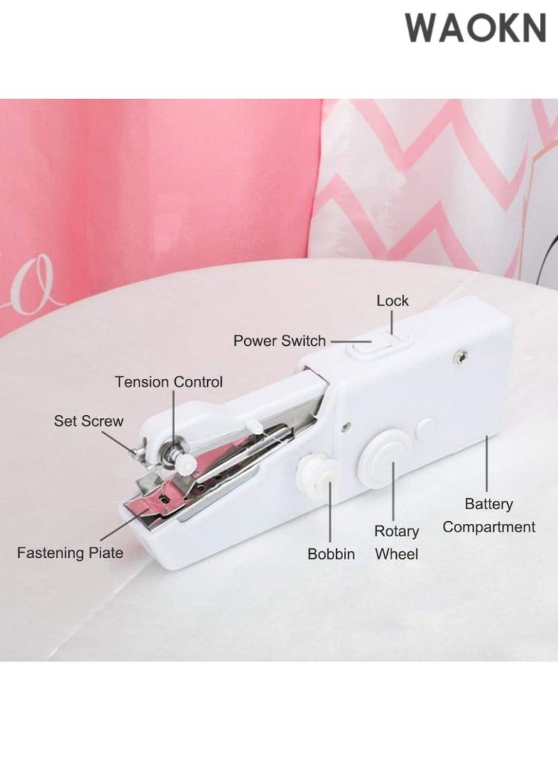 دبليو أيه أو كي أن ماكينة خياطة يدوية، ماكينة خياطة صغيرة محمولة للمبتدئين في أعمال الخياطة المنزلية والأقمشة والملابس والسفر، ماكينة إصلاح كهربائية لاسلكية للإصلاح السريع في المنزل والخياطة والحرف اليدوية - Image 3
