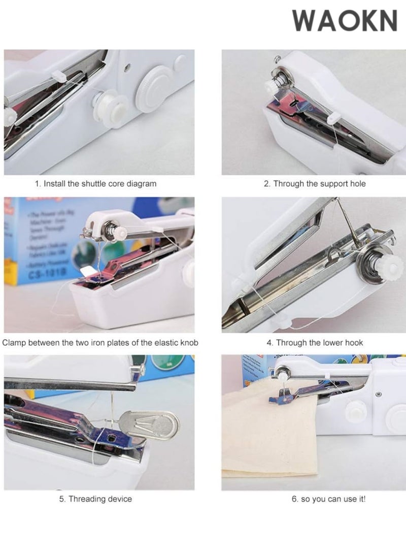 دبليو أيه أو كي أن ماكينة خياطة يدوية، ماكينة خياطة صغيرة محمولة للمبتدئين في أعمال الخياطة المنزلية والأقمشة والملابس والسفر، ماكينة إصلاح كهربائية لاسلكية للإصلاح السريع في المنزل والخياطة والحرف اليدوية - Image 4
