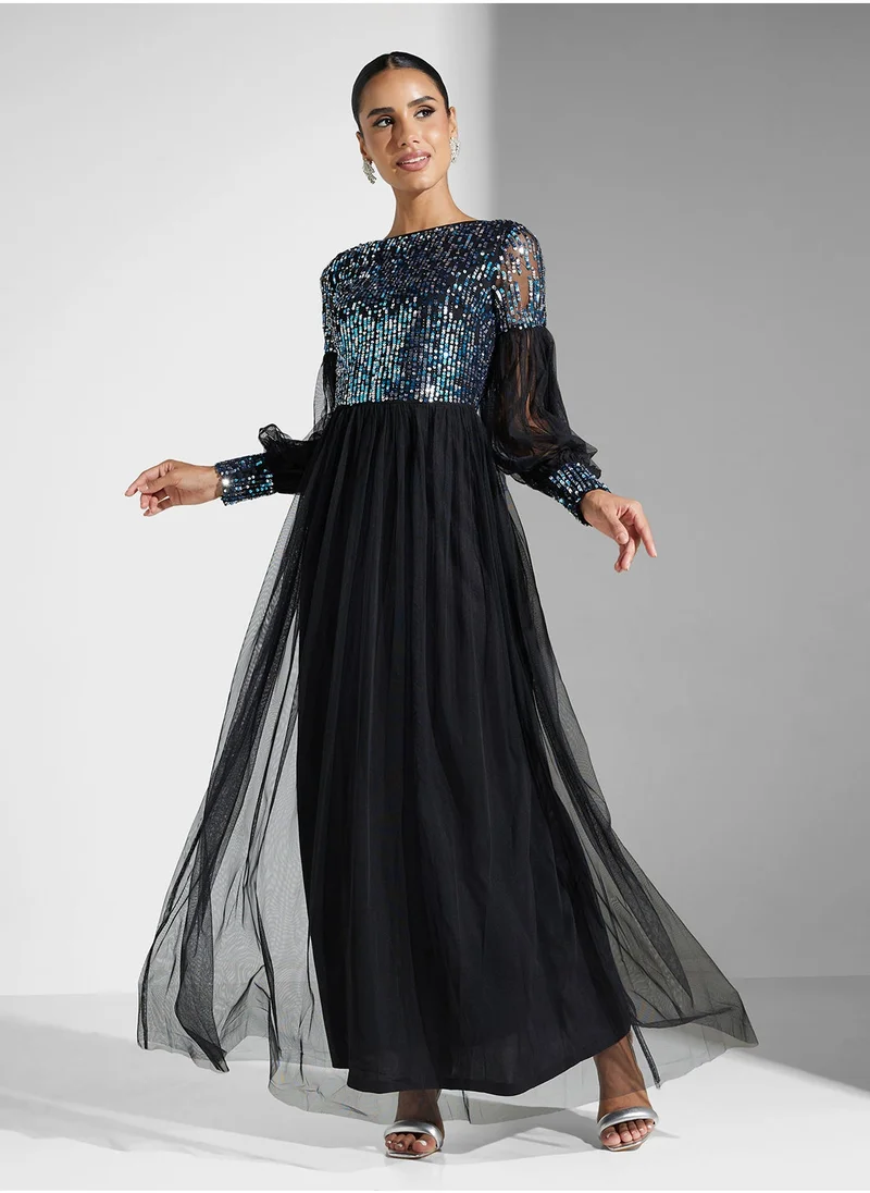 Amelia Rose Sequin Bodice Gown Dress