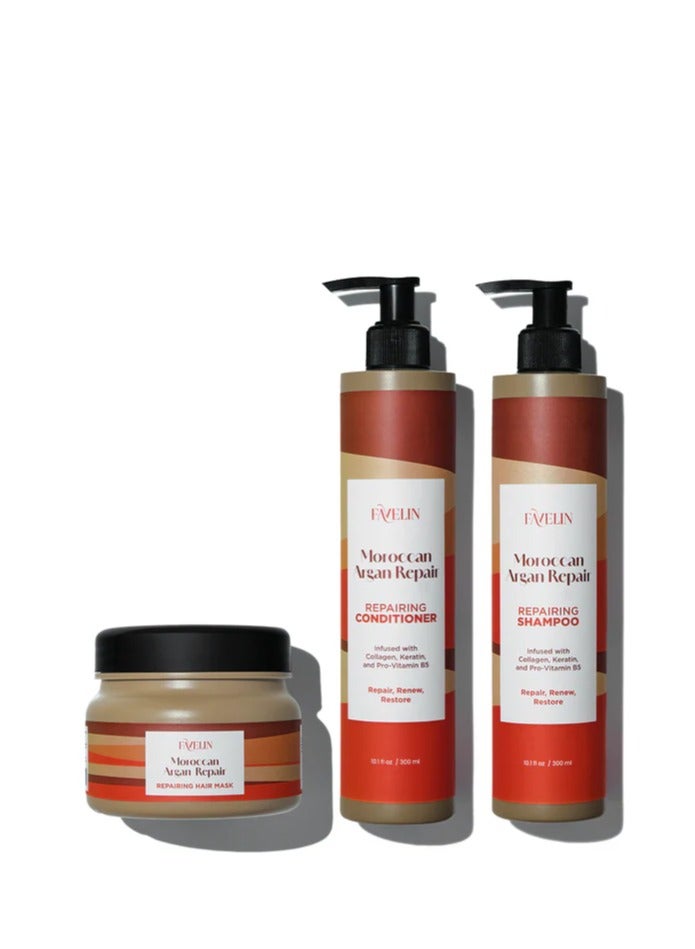 Argan Repair Set 300 ml Shampoo 300 ml & Conditioner 300 ml & Hair Mask 300 ml