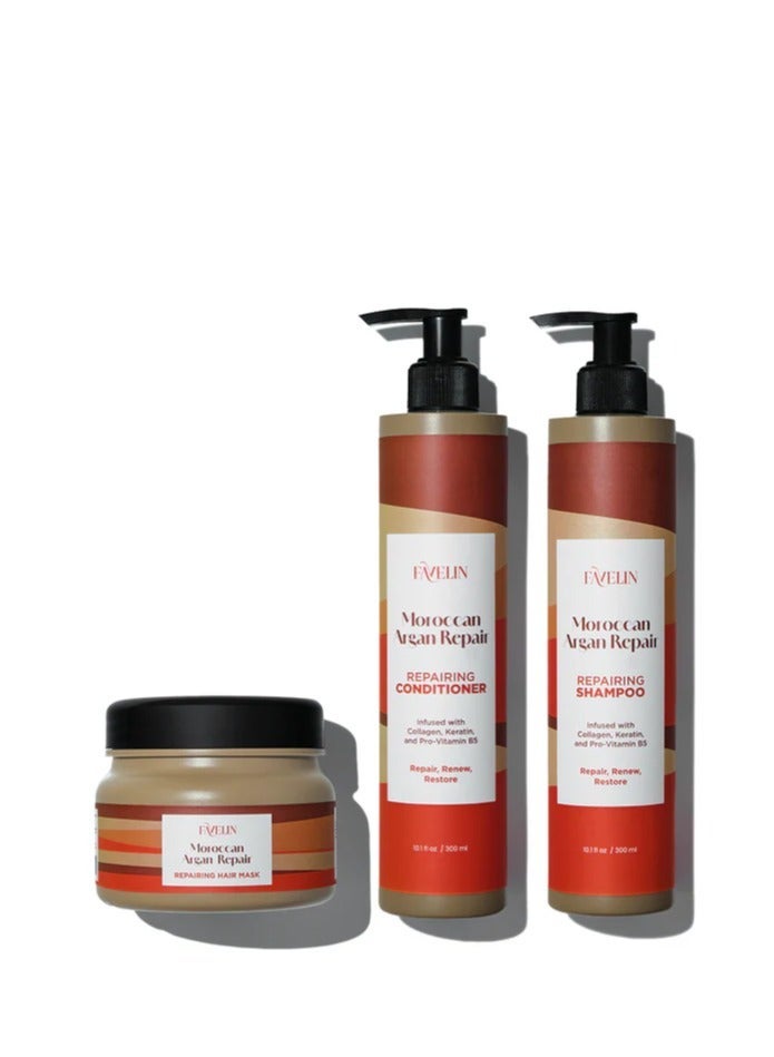 favelin Argan Repair Set 300 ml Shampoo 300 ml & Conditioner 300 ml & Hair Mask 300 ml - Image 2