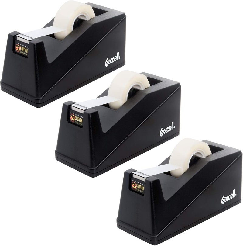 excell Desk Tape Dispenser (1" core) with Non-Skid Base, Desktop Tape Dispenser Design for Home, Office, Gift Store and Wrapping Purpose - 3Pack - Image 1