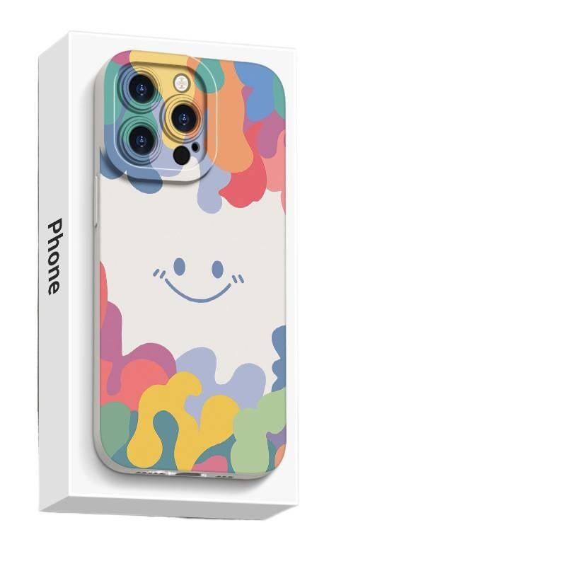 MS غطاء واقي بسيليكون لـ Redmi Note 12 مع نقش ملون ونقش وجه مبتسم مع مقاوم للصدمات مع حماية من السقوط باللون Antique White من السيليكون باللون الأبيض باللون الأحمر - Image 2