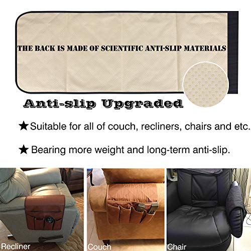 Teniux Armrest Organizer Non-Slip Remote Control Holder with 5 Pockets Couch Sofa Chair Armchair Caddy for Smart Phone, Book, Magazines, Ipad (Black) - Image 4